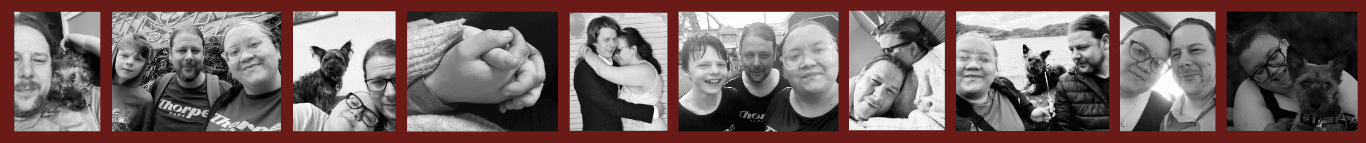 An array of images featuring Marcia, Kyle, Corben and Milo